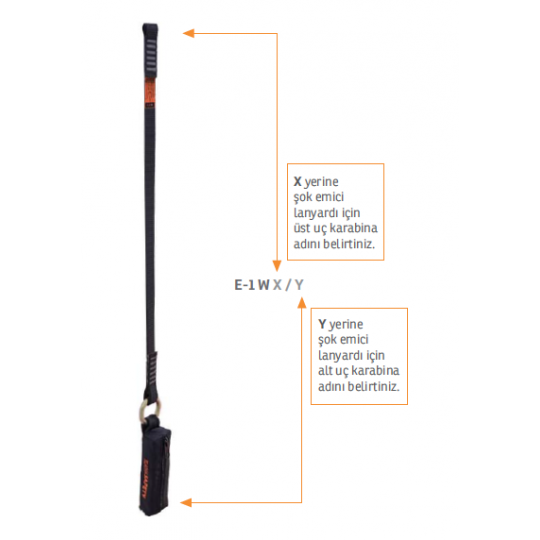 Kaya Safety E-1 W Tek Kol Şok Webbing Elastik Lanyard Kaya Safety E-1 W Tek Kol Şok Webbing Elastik Lanyard