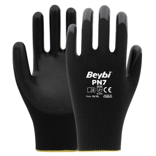 Beybi PN7 Polyester Örme Nitril Eldiven Beybi PN7 Polyester Örme Nitril Eldiven