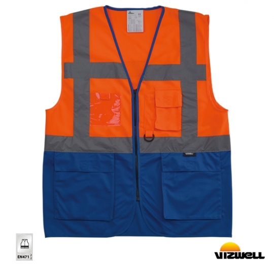Vizwell™ Çok Cepli İki Renkli Reflektörlü Mühendis Yeleği – VWRW01 Vizwell™ Çok Cepli İki Renkli Reflektörlü Mühendis Yeleği – VWRW01